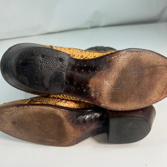 Justin Leather Snakeskin 8695 Brown Tan Western Cowboy Boots 8.5 D - Picture 5 of 16